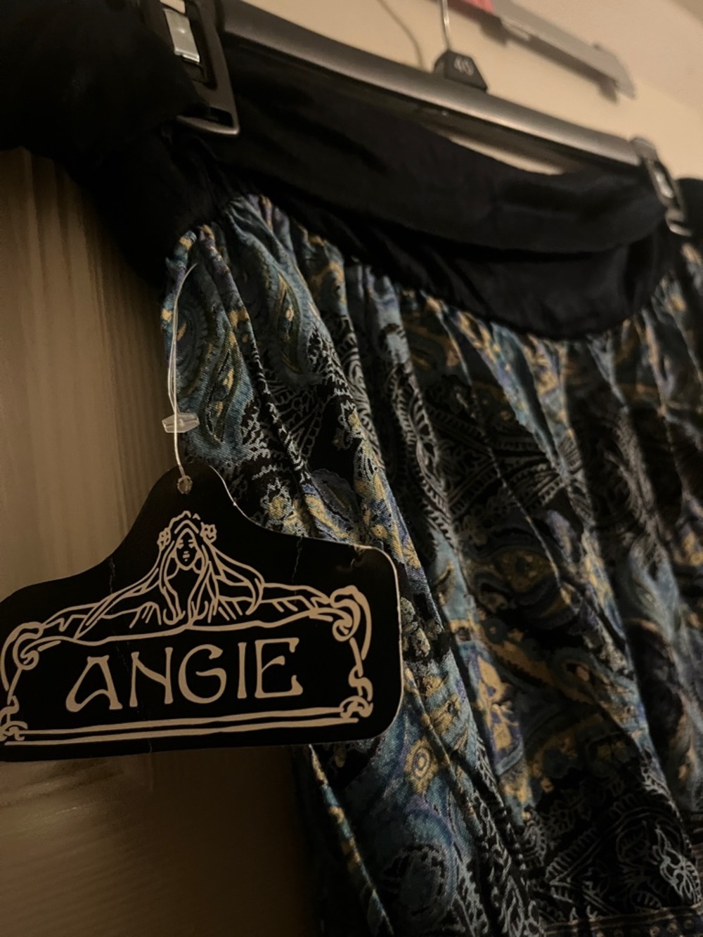 Angie Black Blue and Cream Patterned Boho Maxi Skirt - Picture 4 of 4